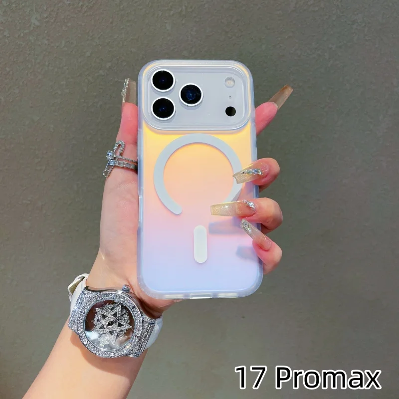 

Laser Color-Changing Matte Phone Case, Magnetic Cover for iPhone 17/16/15 Pro Max, Sunset Sky Gradient Colors Anti-Scratch