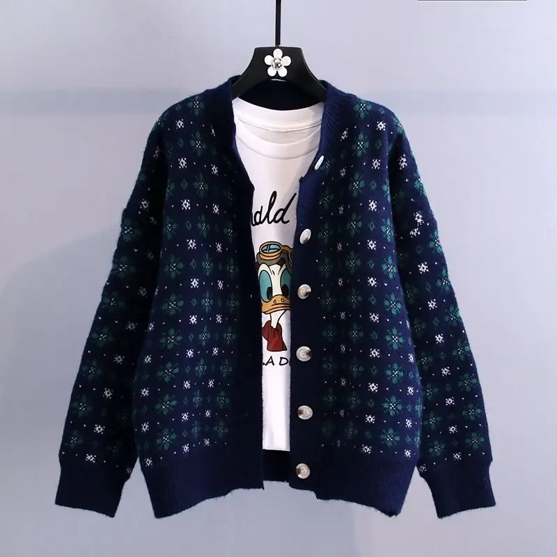 Retro Japanese Sweater Coat Women's Spring and Autumn 2023 New Network Red Small Outerwear Short Jacquard Knitted Cardigan