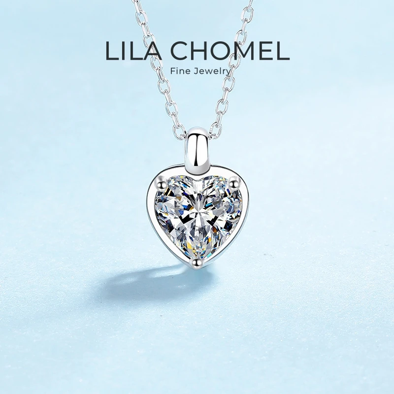 

Daughter Adult's Day 18K White Gold Necklaces Girl Birthday Gift 1/2CT Heart Moissanite Diamond Wedding Women Valentine's Day