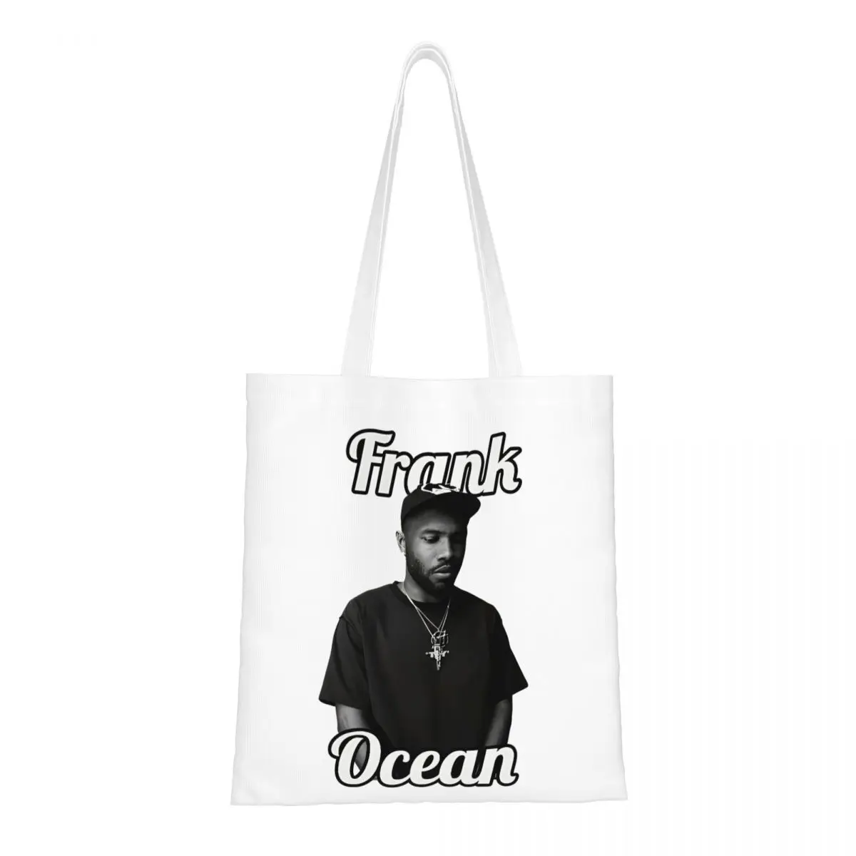 

Черная холщовая большая сумка Franks Oceans с автопортретом, экологически чистая большая вместительная продуктовая сумка для женщин, сумки для покупок