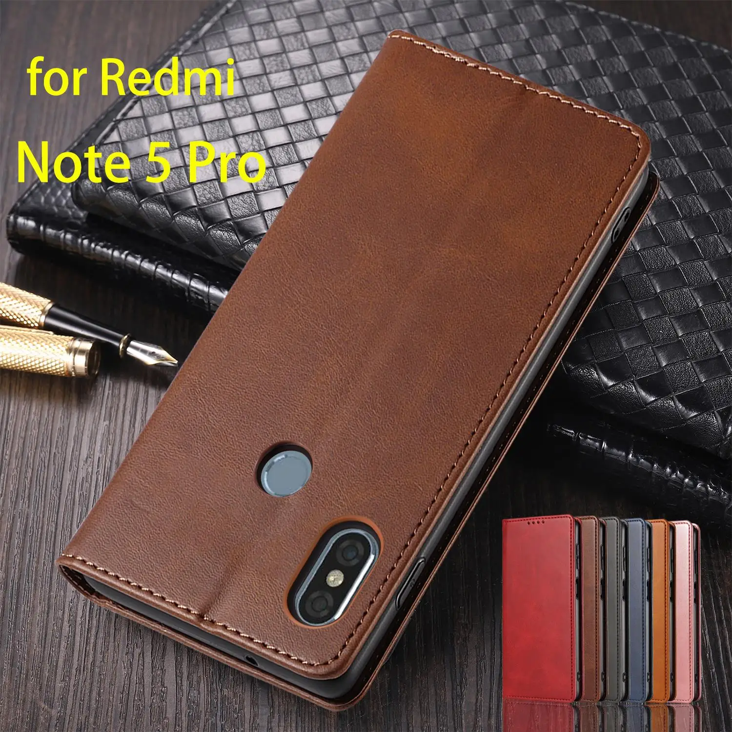 

Magnetic Attraction Cover Leather Case for Xiaomi Redmi Note 5 Pro Flip Case Card Holder Holster Case Wallet Case Fundas Coque