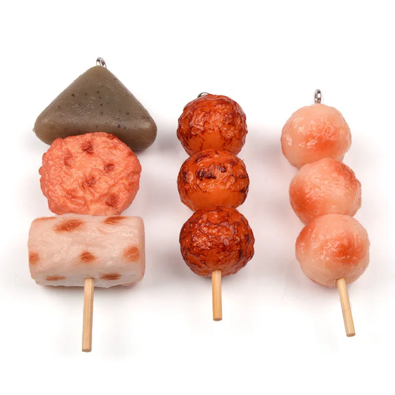 Mini Barbecue Skewers Model PVC BBQ Food Play Meat Skewers Scale Quail Egg Skewers Hanging Simulation Keychain Toys Home Decor