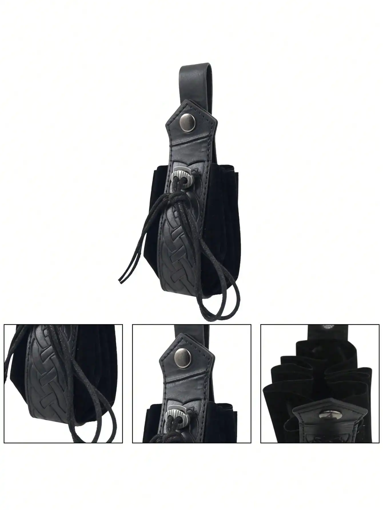 Mittelalterliche Vintage-Hüfttasche, Gürteltasche, PU-Leder, Punk, Wikinger, Vintage-Kordelzug, tragbare Geldbörse, Mann und Frau, Kostümzubehör