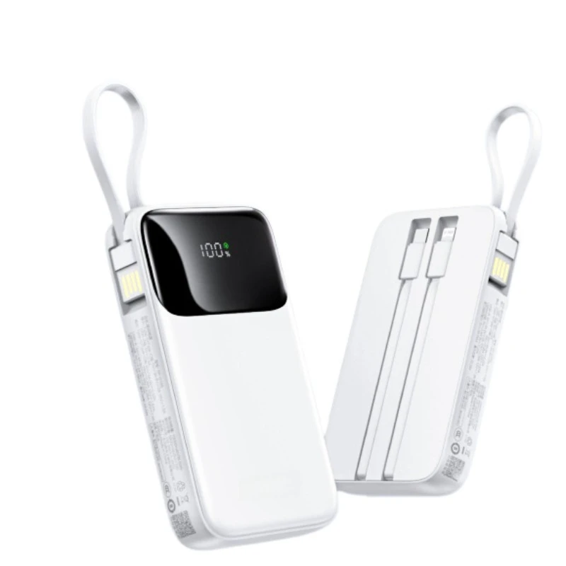 20000mAh 22.5W Fast Charging Power Bank with 3 Built-in Cables Mini Compact Large Capacity Portable Charger for IPhone Android