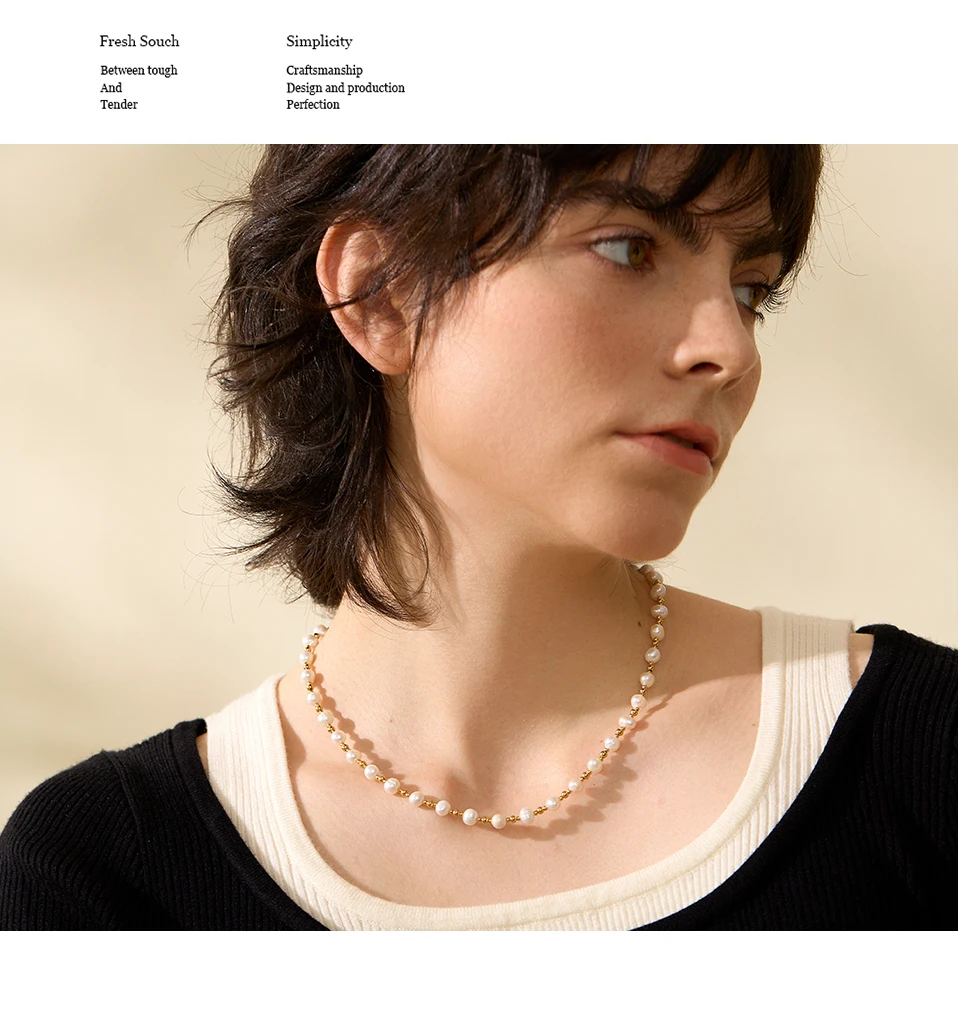 Yhpup Edelstahl Perlen Natürliche Perlen Mischen Handmade Fashion Halskette frauen Luxus Zarte Grundlegende Collier Schmuck Chic Geschenk – Detail 3