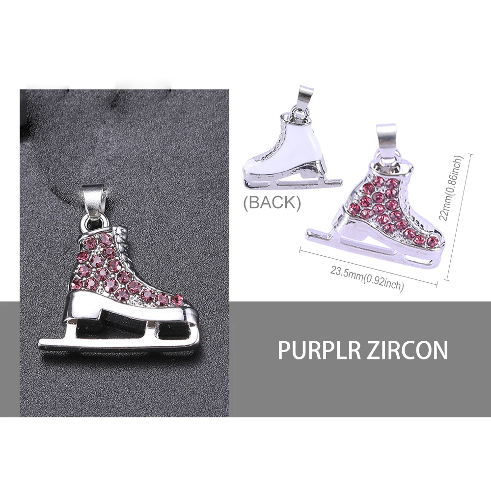 Fishhook Zircon 3D Ice Skate Shoe Bracelet White Enamel Luxury Blue Pink Crystal Thick Chain Bangle Charm for Man Women  Jewelry