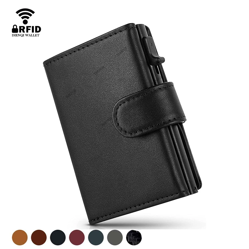 

Держатель для кредитных карт Rfid, роскошный держатель для бейджа, кожаный карбоновый кошелек, мужской деловой алюминиевый держатель для удостоверений личности, мужской чехол, минималистичный кошелек