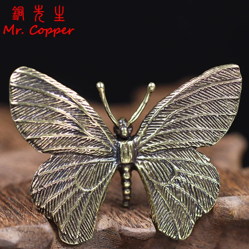 Vintage Brass Butterfly Figurines Miniatures Desktop Ornaments Antique Copper Insect Statue Home Decorations Crafts Accessories