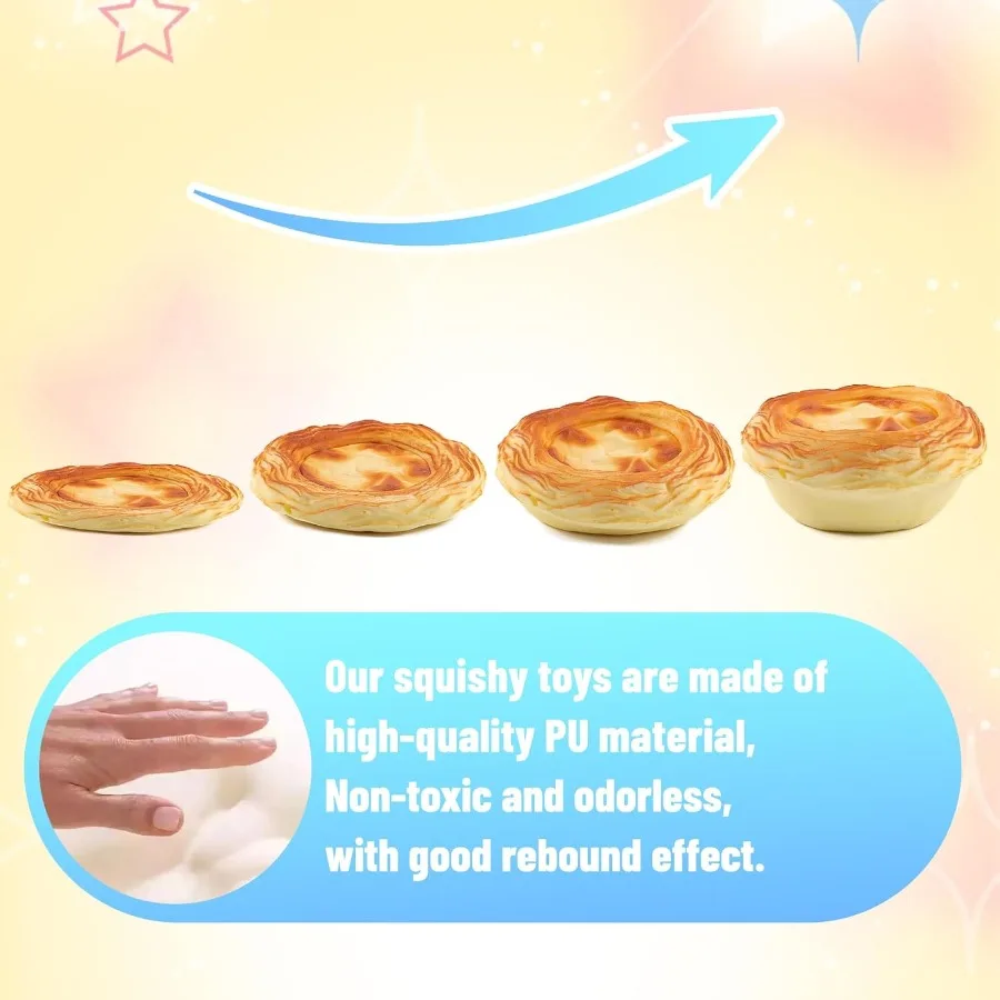 Anboor Squishies à montée lente, jouets pour tarte aux œufs, mousse alimentaire, anti-Stress, jouet à presser géant mignon, parfait pour les récréations et les Str