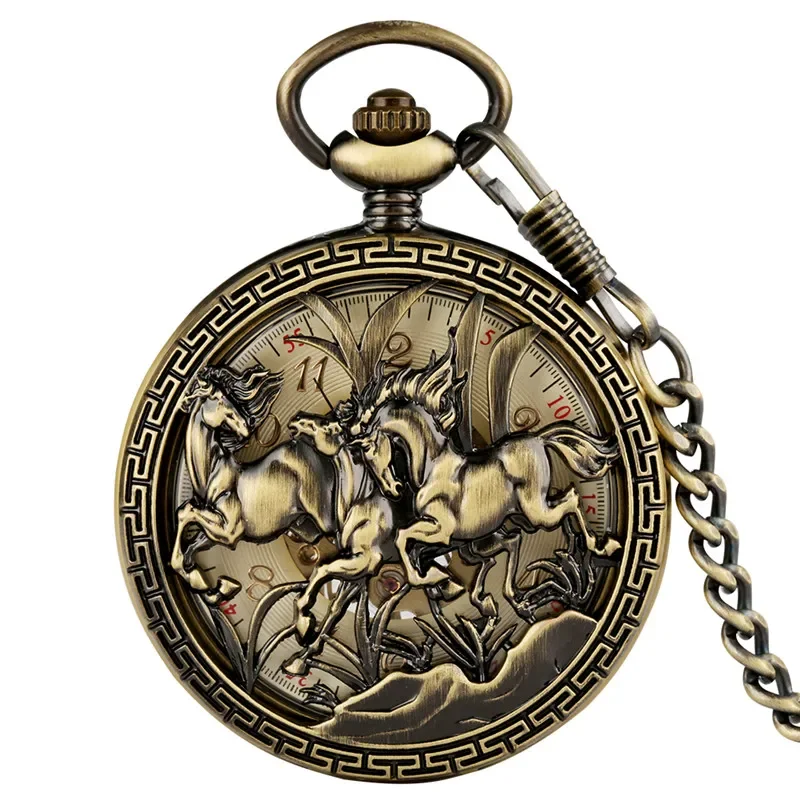 Retro Pocket Watch for Men Women Manual Mechanical Watches Pendant FOB Chain Handwind Skeleton Clock reloj Gift