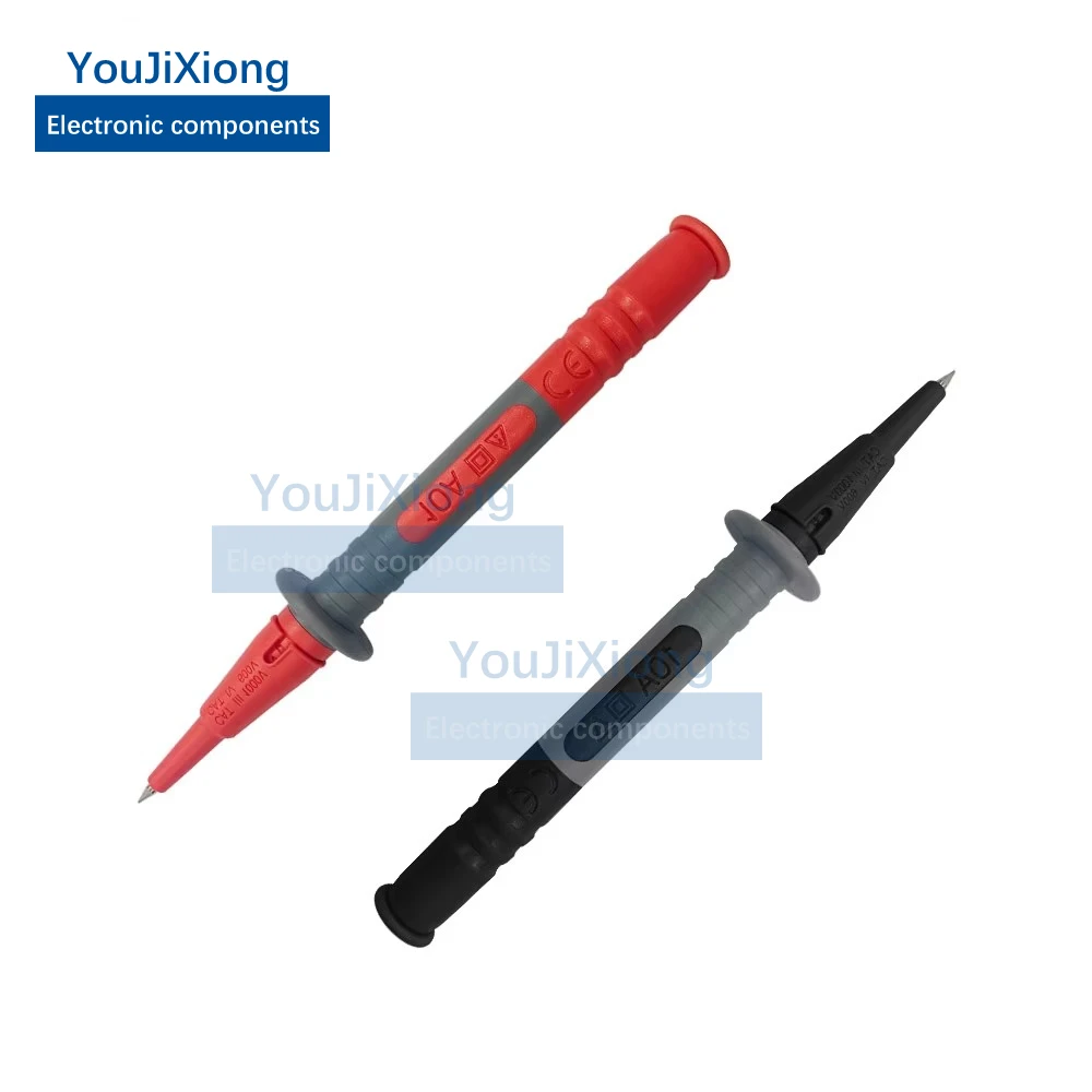 

2PCS Multimeter Universal Watch Pen 2mm Diameter Tip Tail 4mm Safety Banana Jack 1000V10A with Cover