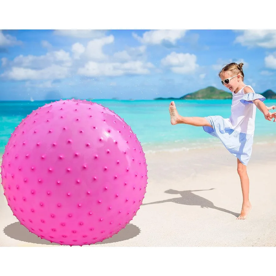 

Большой сенсорный массажный мяч для розового надувного мяча 33,5 дюйма 85 см для малышей. Большие надувные мячи с тактильными шипами.