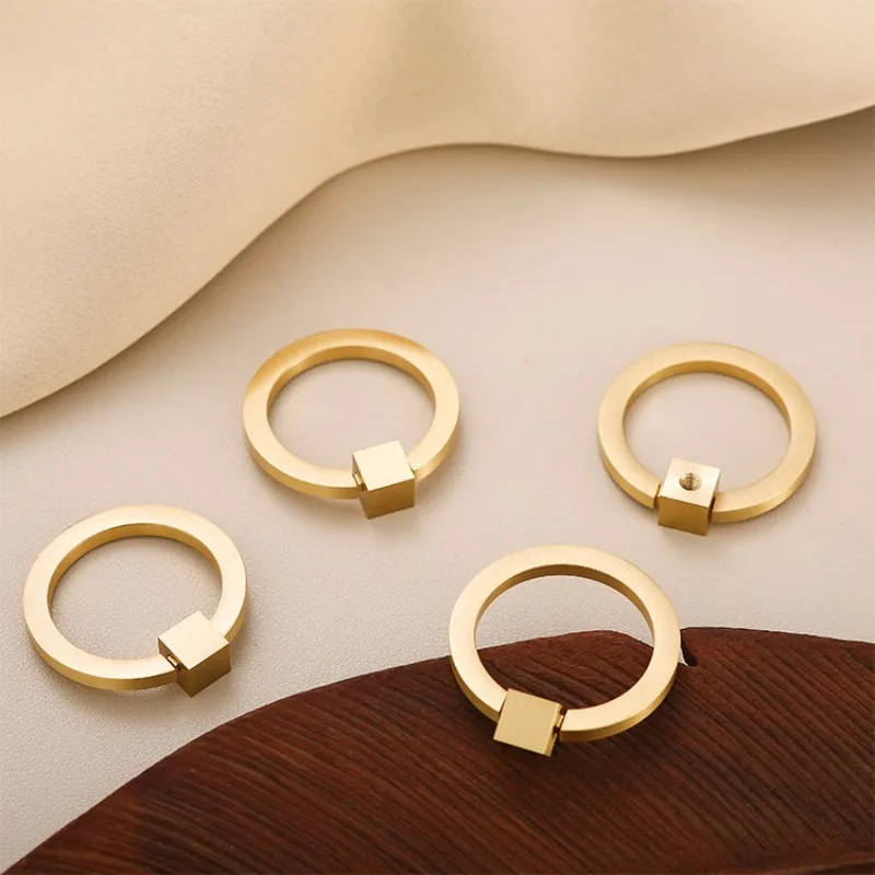 Poignée de porte de garde-robe nordique, poignée en cuivre pur à trou unique en laiton tout en cuivre, petite poignée d'armoire à tiroirs ronds simples