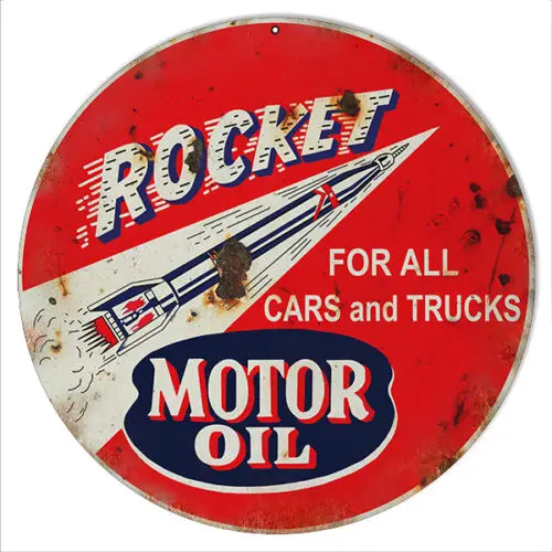 Reproduction Rocket Motor Oil Sign 14 Round