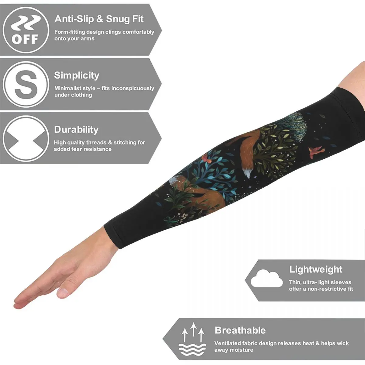 フォレストフォックス アームスリーブ メンズ レディース 日焼け止め UVカット タトゥーカバーアップ スポーツ冷却 サイクリング