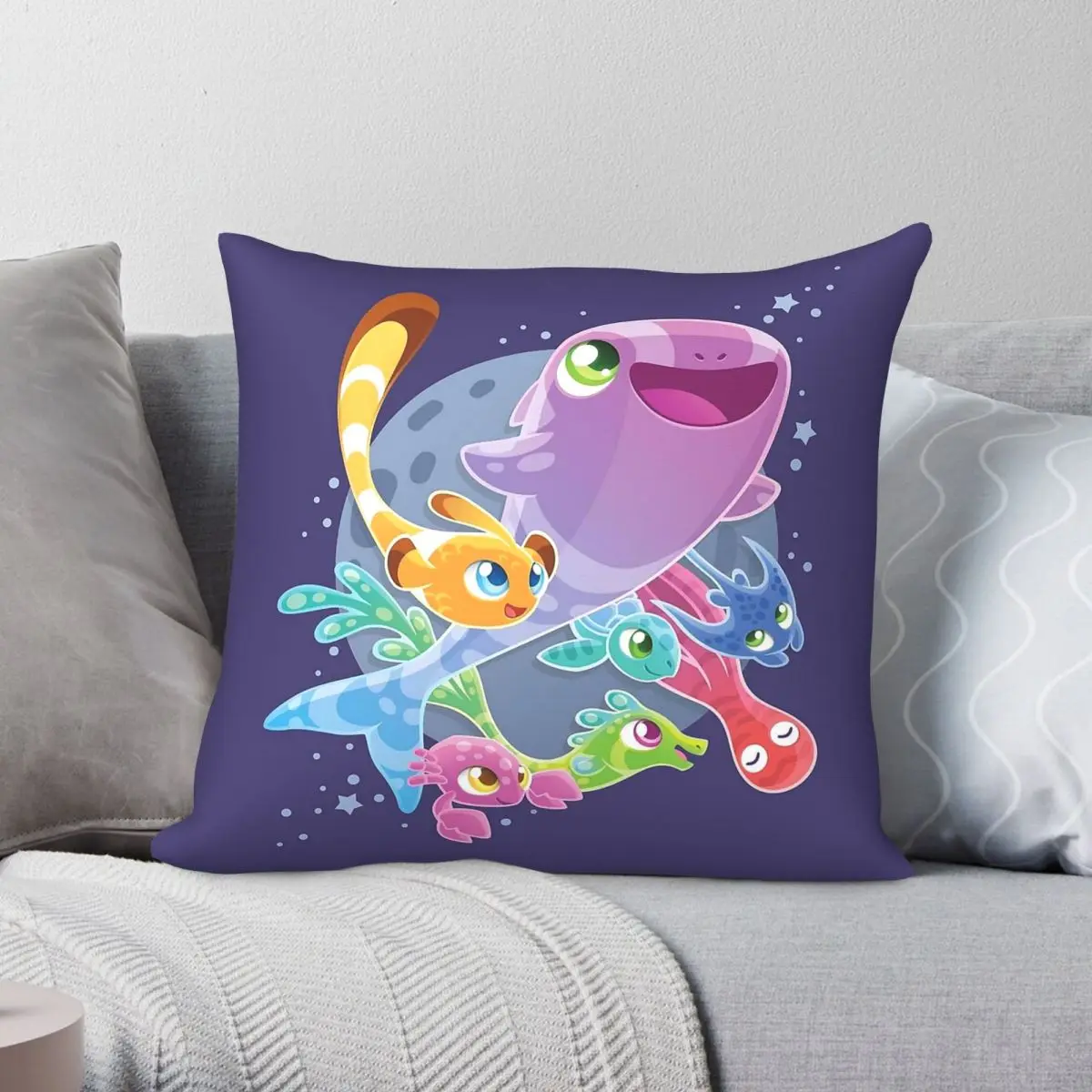 Super Starfish Adventure Square Pillowcase Polyester Linen Velvet Creative Zip Decorative Pillow Case Bed Cushion Case 45x45