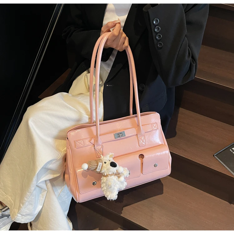 

Модная повседневная сумка-шоппер - минималистичная однотонная сумка через плечо, высококачественная дизайнерская кожаная женская сумка для поездок на работу