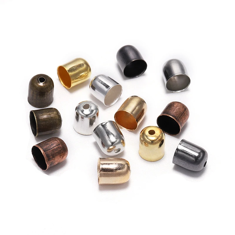 50-100pcs/lot Crimp End Caps Leather Cords End Tip Beads Caps Fit 4 -12mm Clasps For DIY Jewelry Making Findings Supplies image 4