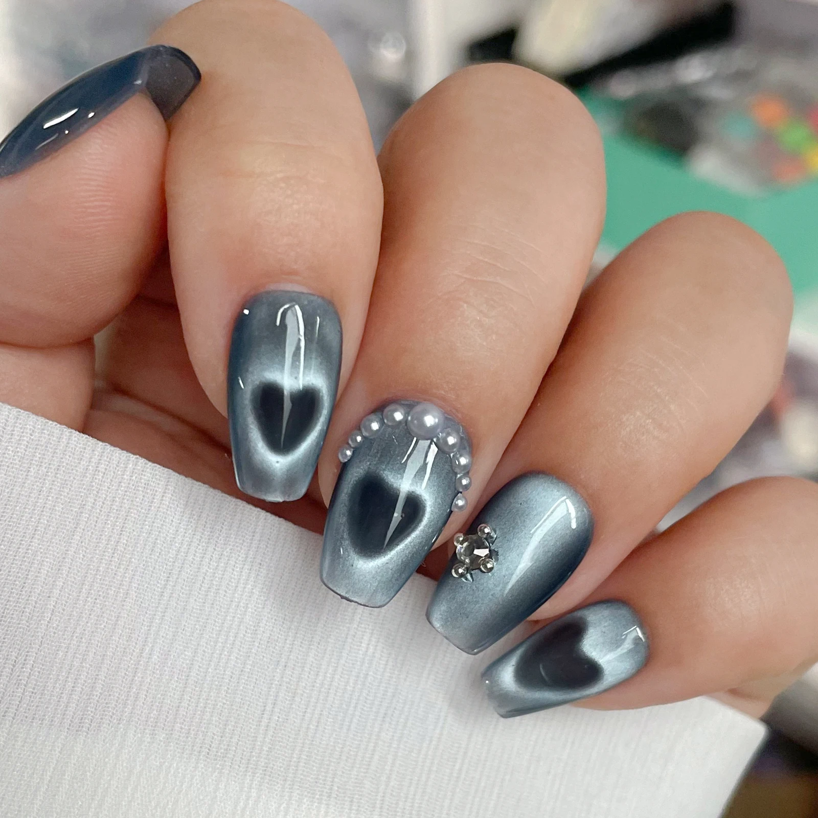 4pcs Nail Art ชุดแม่เหล็กลวดเหล็ก Cat's Eye Magnetic Rod Strong รูปหัวใจแม่เหล็ก Cat's Eye Polishing Effect เล็บเครื่องมือ