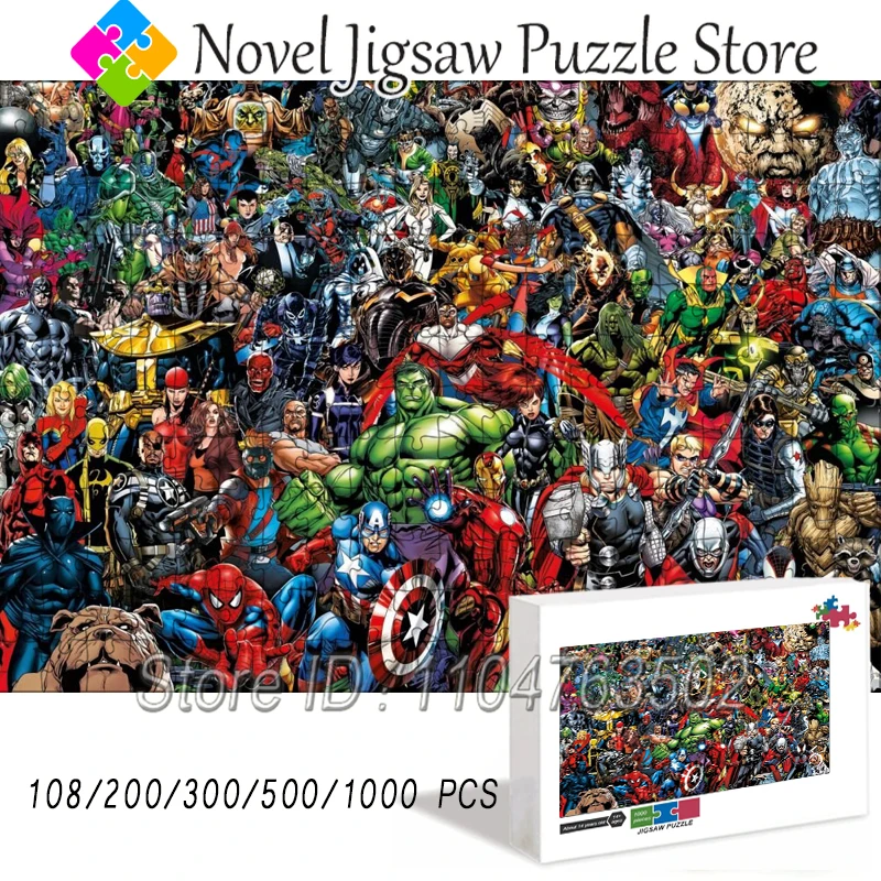 

Marvel Avengers Character Puzzle Disney Superhero 108/200/300/500/1000 Pieces Jigsaw Puzzle Adult Handmade Toys Creative Gift