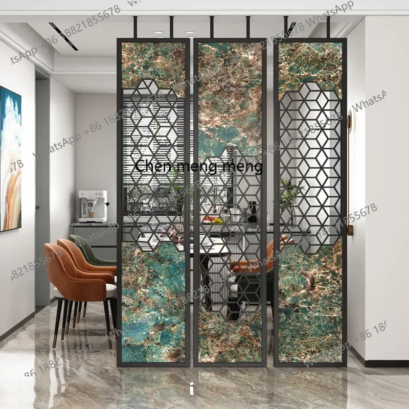 X188 Light luxury new Chinese metal screen art living room entry block creative entrance partition