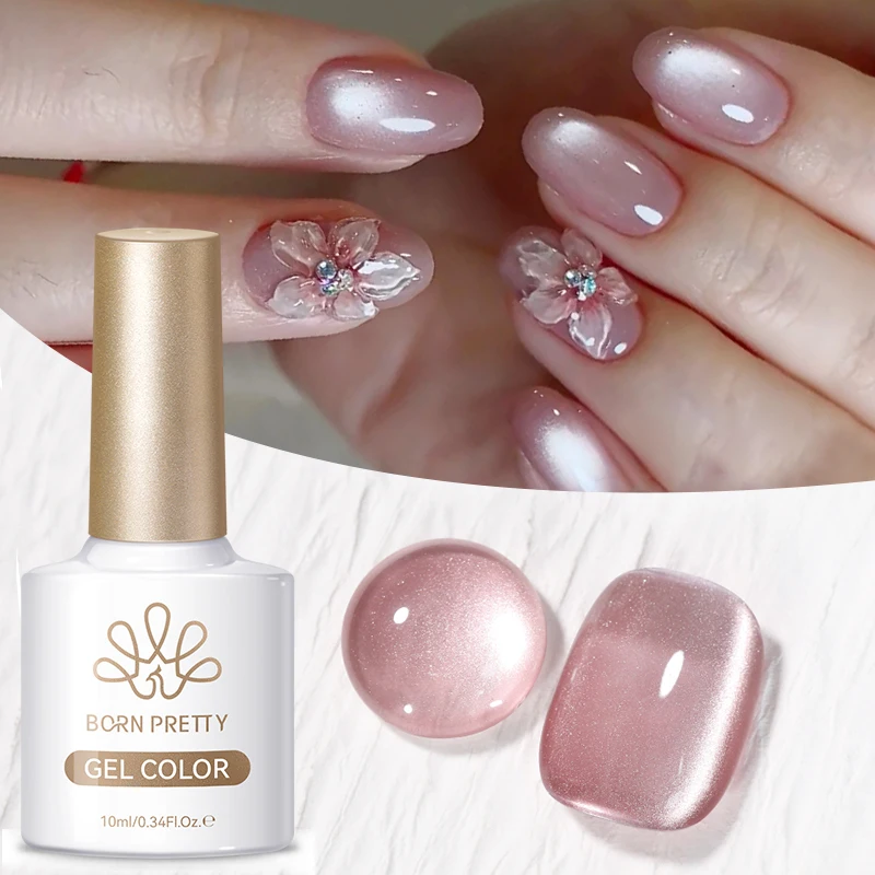 BORN PRETTY 10ml Getrocknete Rose Katzenaugen-Magnetgel-Nagellack Ultra-Glanz Abziehbarer UV-Gel Glaslack Nagelbedarf für Salon und Zuhause