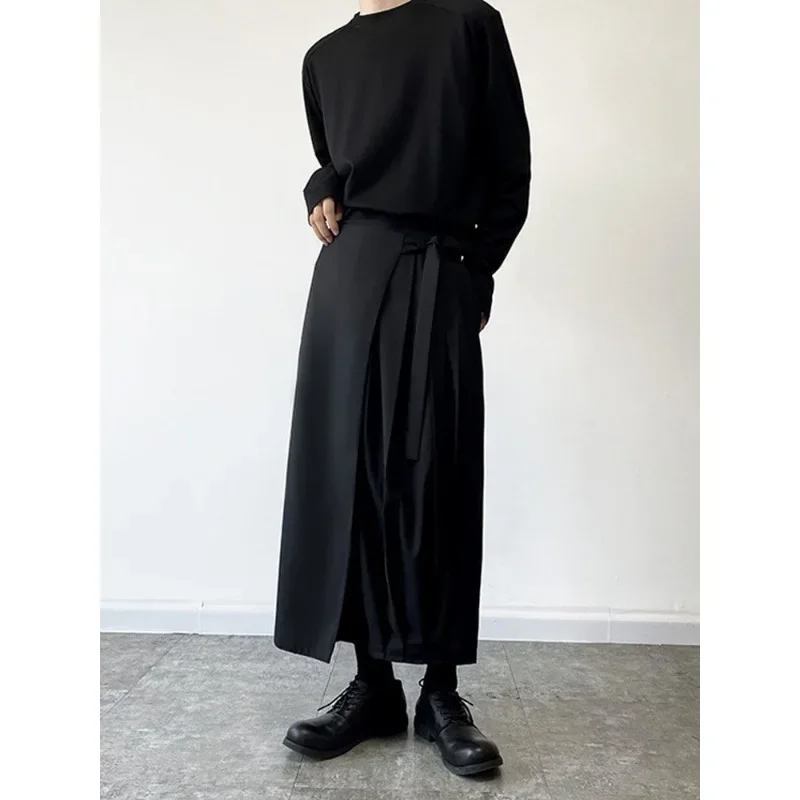 Deeptown Gothic Baggy Black Frau Rock Hose plissiert gerade weites Bein japanische Harajuku Hose Männer koreanischen Stil lässig