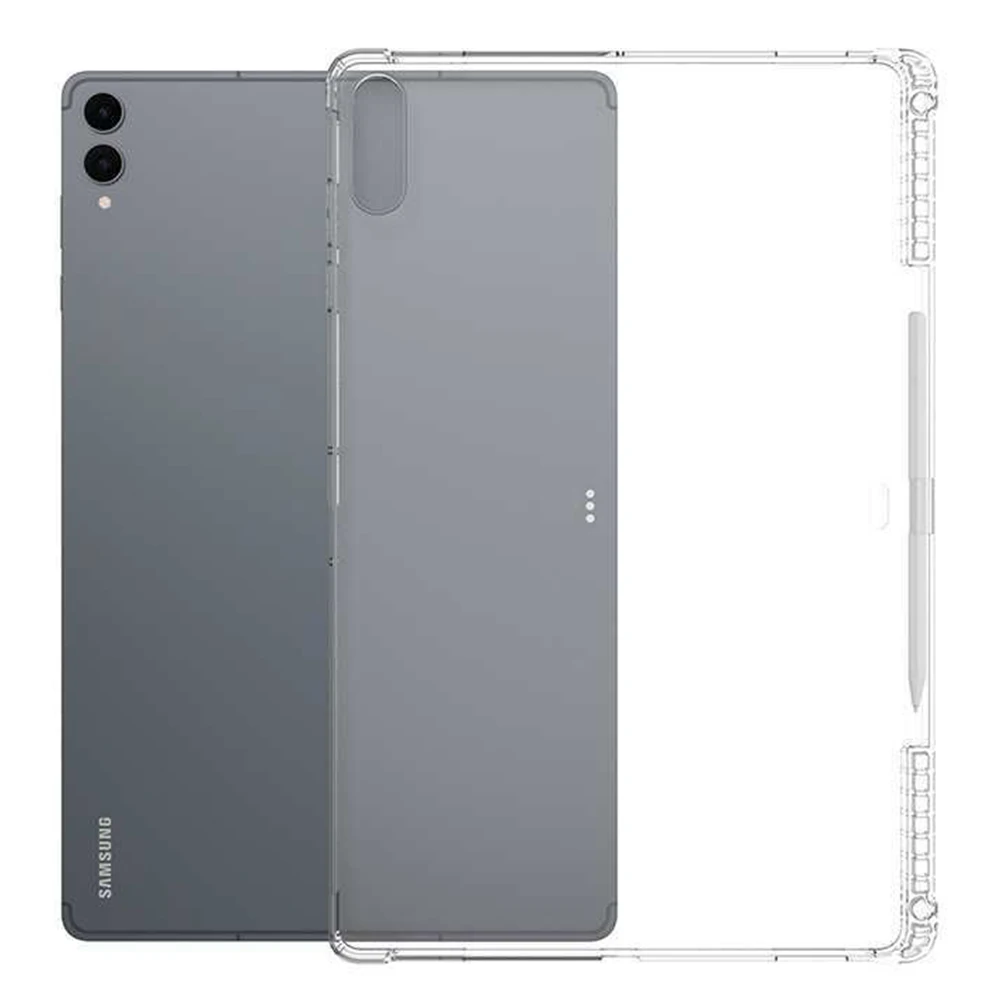 For Samsung Galaxy Tab S11 Ultra Case Reinforced Four Corner Anti-Drop Clear TPU Tablet Cover with Pen Slot