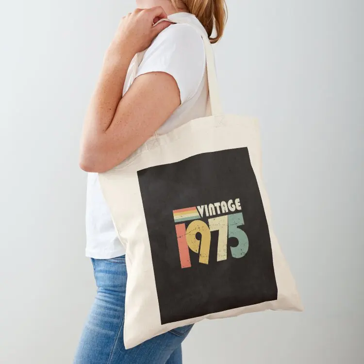 

Vintage 1975, 50th Birthday Gift Distressed Design Tote Bag shopper bags Lady bag Big bag