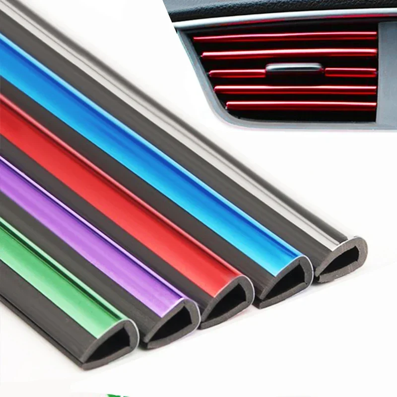 

10pcs/lot Car-styling Plating Air Outlet Trim Strip Interior Air Vent Grille Switch Rim Trim Outlet Decoration Strip DIY