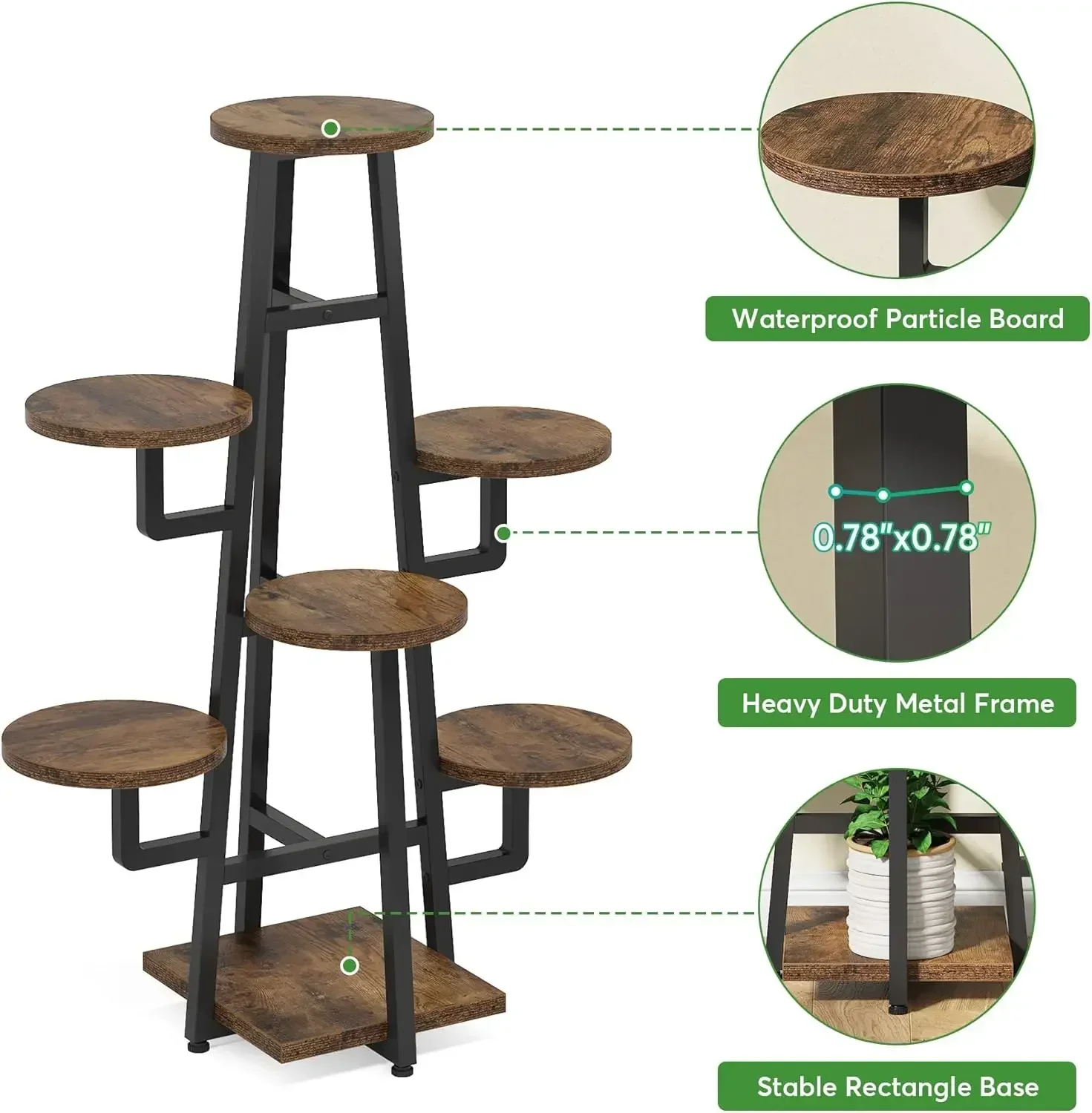 複数の植物用の屋内植物スタンド,木製コーナー,ポットホルダー,ラック,フラワースタンド,高い棚,プランターオーガナイザー,7レベル