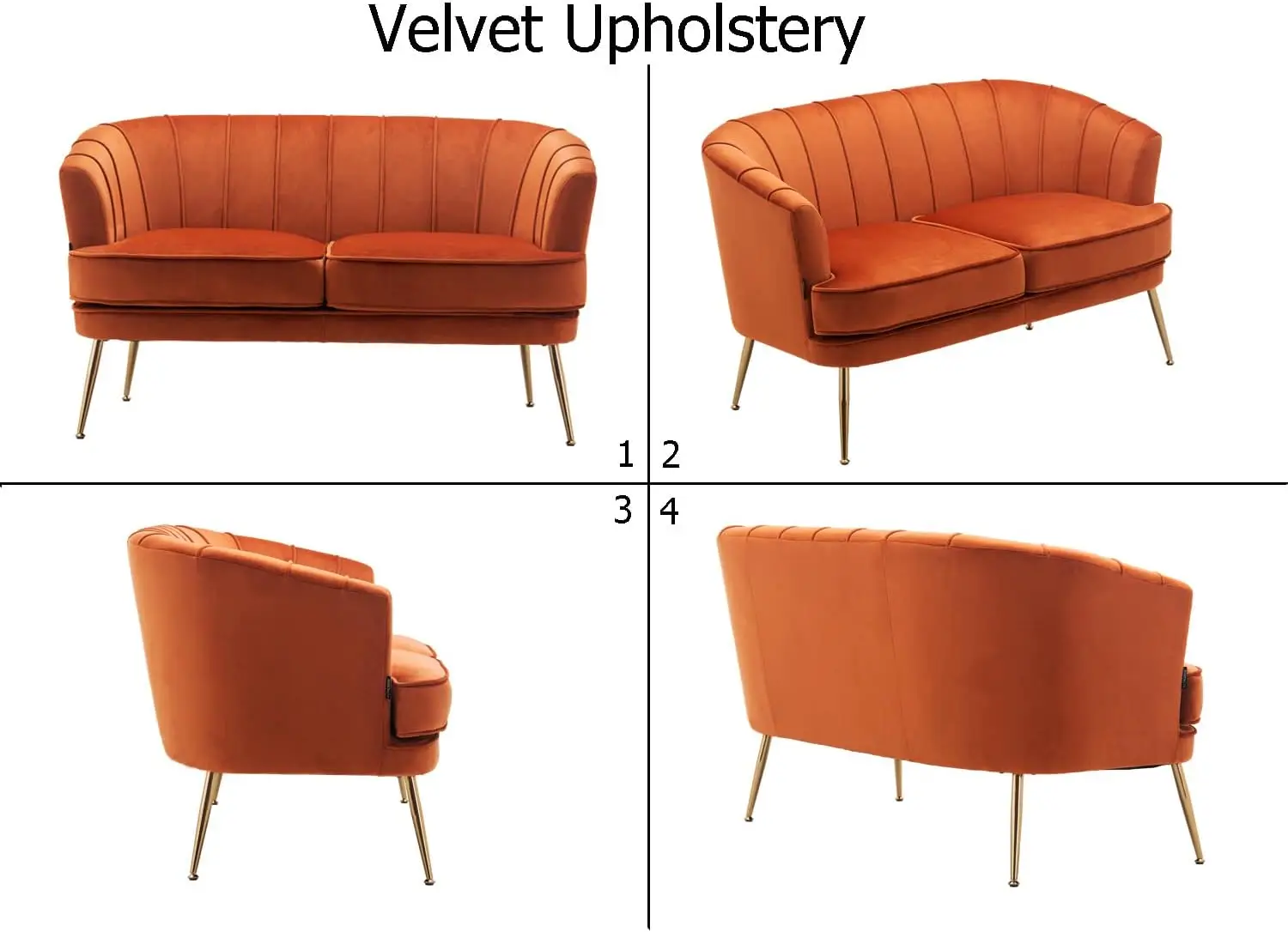 Velvet sofa, luxurious modern comfortable plush sofa, Chesterfield living room, bedroom double sofa, caramel color