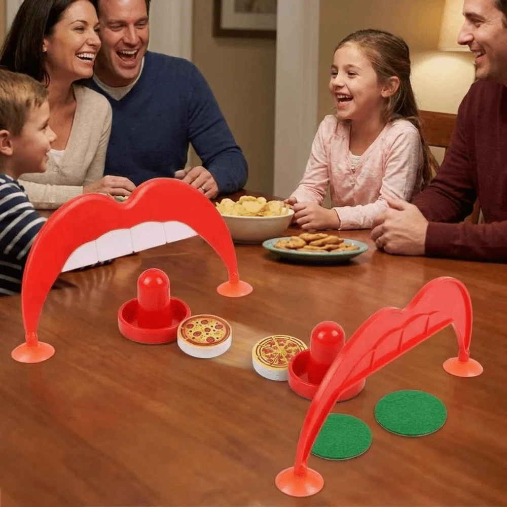 Desktop Size Ice Hockey Board Game Push Action Fast-Paced Pizza Hockey Game Competitive Play Skill-Based Ice Hockey Toy