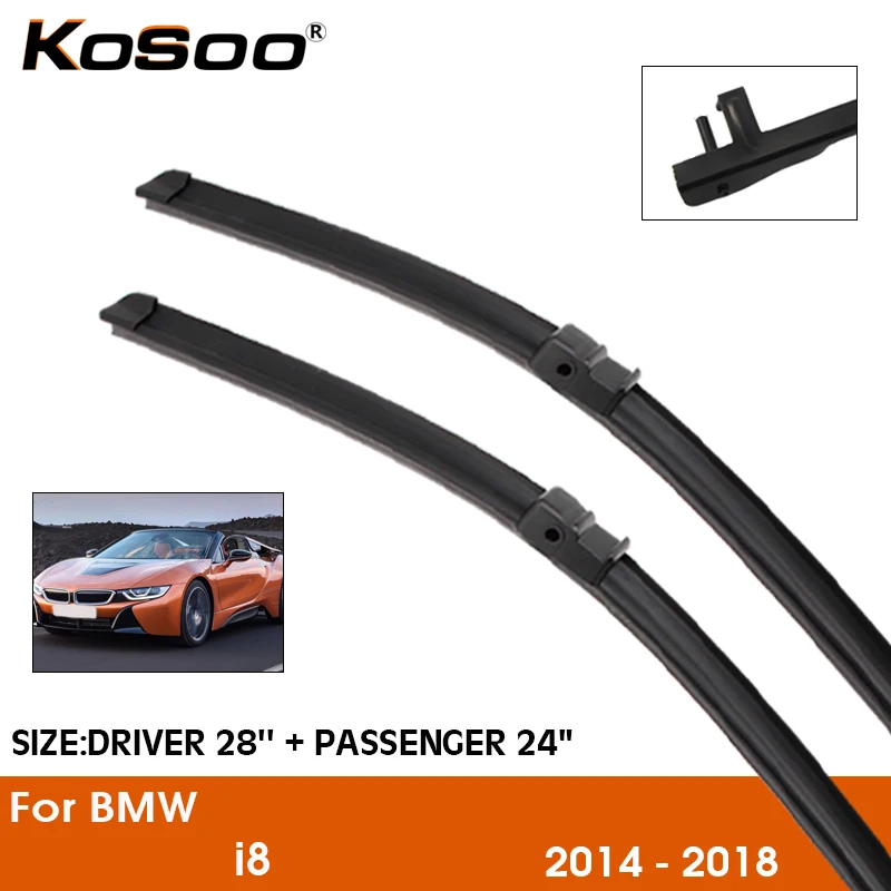 

Car Wiper Blade For BMW i8 2014-2018 Windshield Rubber Silicon Refill Front Window Wiper 28"+24" LHD RHD Auto Accessorie