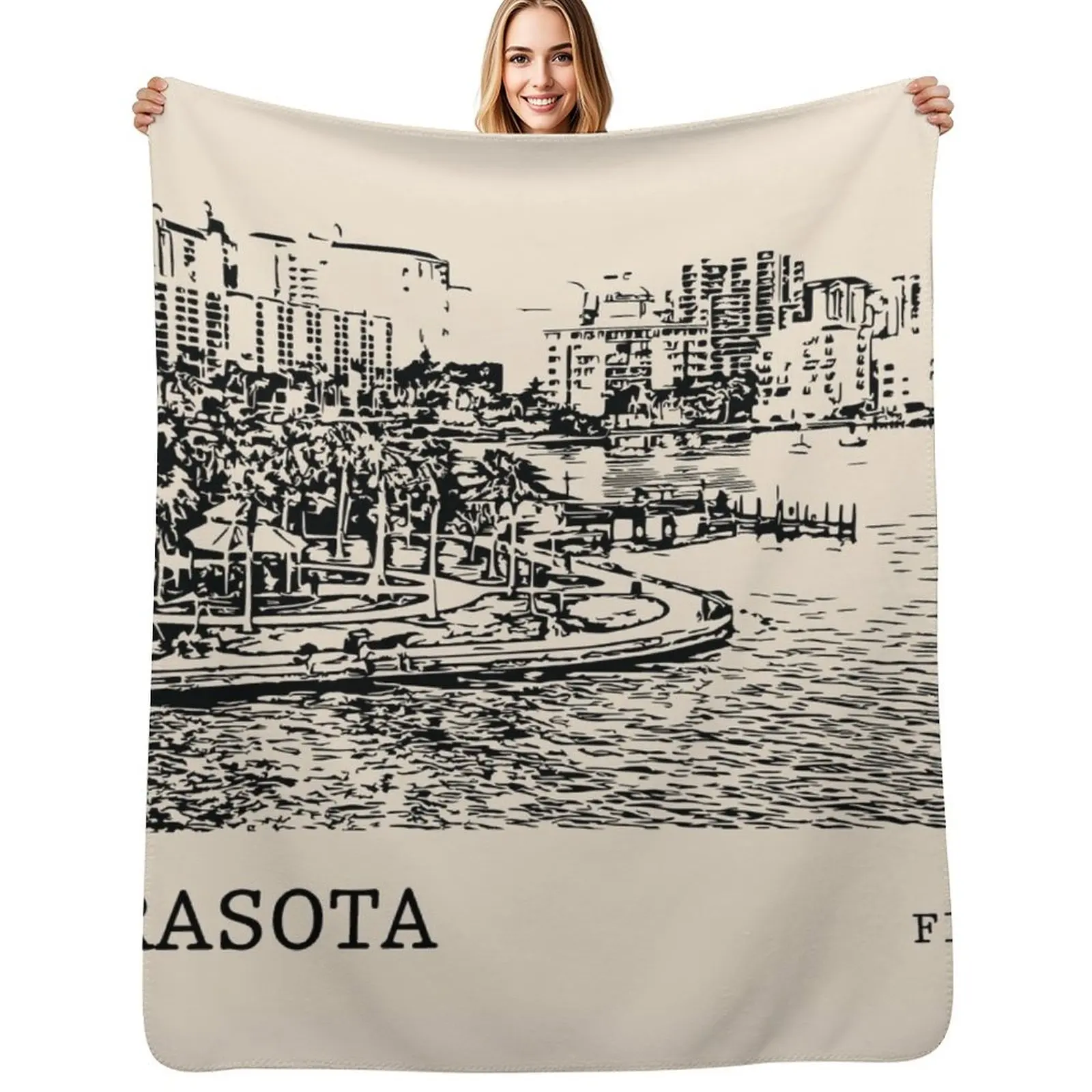 

Sarasota Florida Throw Blanket Air Conditioner Soft Blanket for Office Home