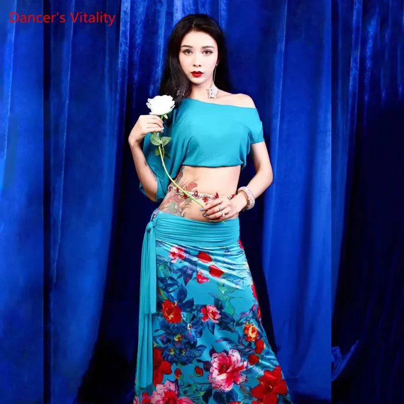 Belly Dance  Suit Female Adult High-end Temperament Top Long Skirt Performance Clothes Set
