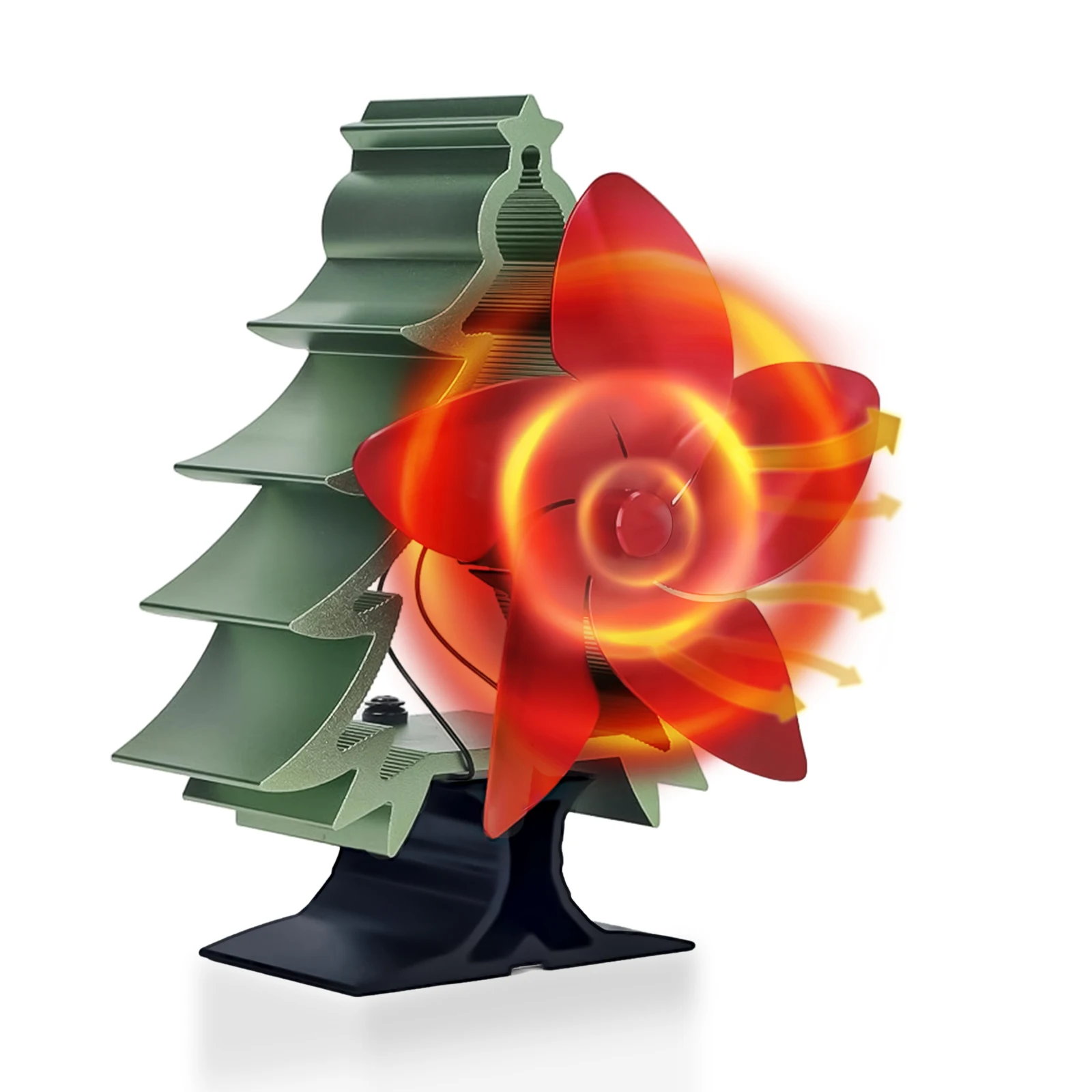 Stove Fan Heat Powered Stove Fan Eco Quiet Black 6 Blades Log Wood Burner Fireplace Fan Winter Warmer Christmas Tree Model