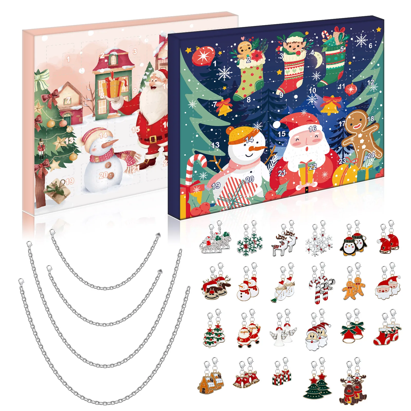 

Jewelry Advent Calendars for Kids 24 Days Christmas Countdown Calendars DIY Xmas Charms Bracelet Necklace Gift Box Kit