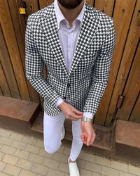 2024 Fashion Tweed Suits For Men Autumn Casual Slim Fit Blazer Hombre High Quality Simple Breasted Custom Jacket Costume Homme