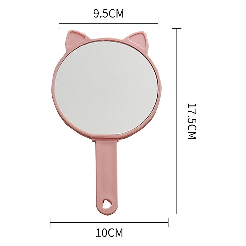 Ręczne lusterko do makijażu z uszkami kota i grzebień 2w1, przenośny zestaw do makijażu dla dziewcząt i podróży