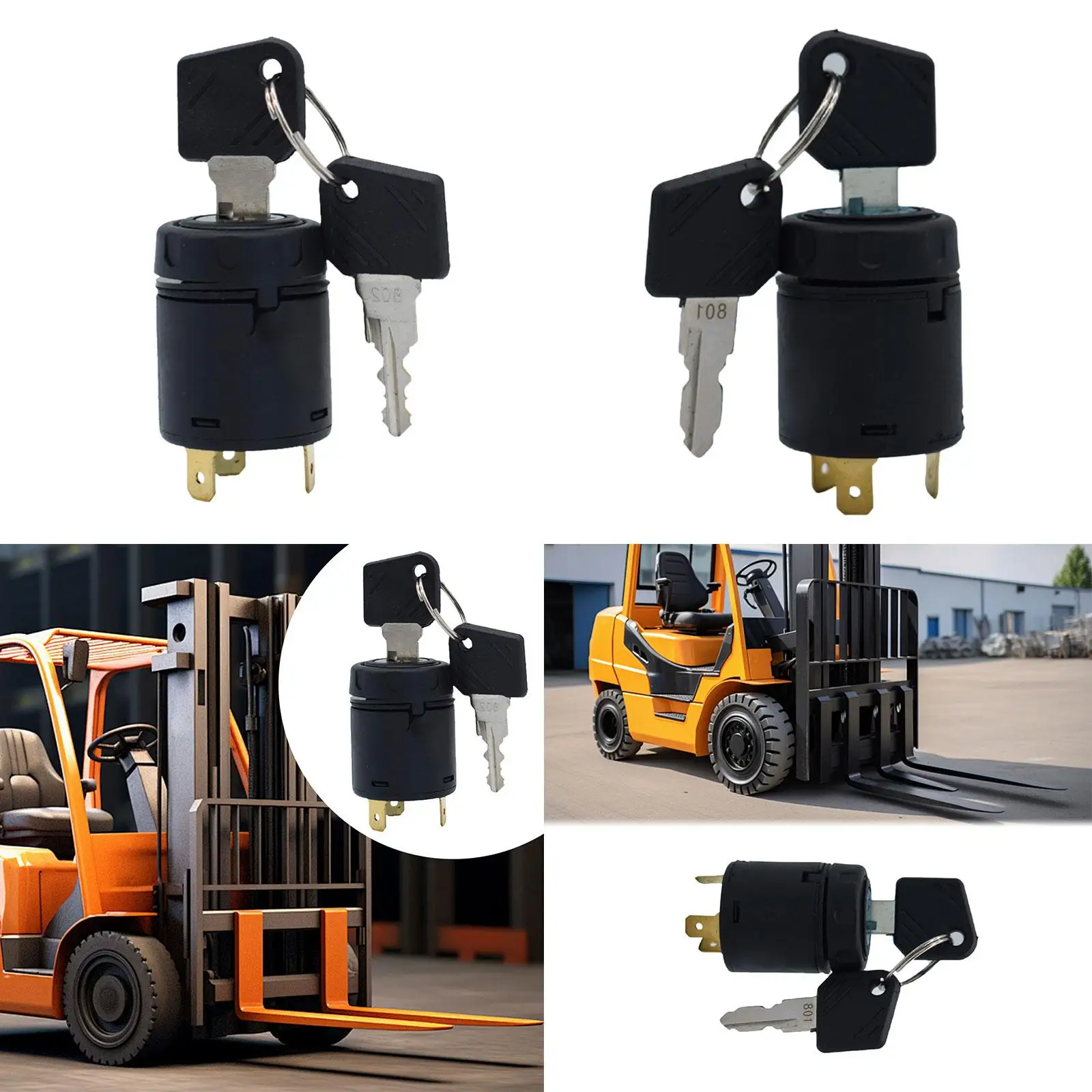 Picture 4: Replacement Forklift Ignition Key Switch Durable Metal Start Switch for Electric Forklift Parts Control and Tractor