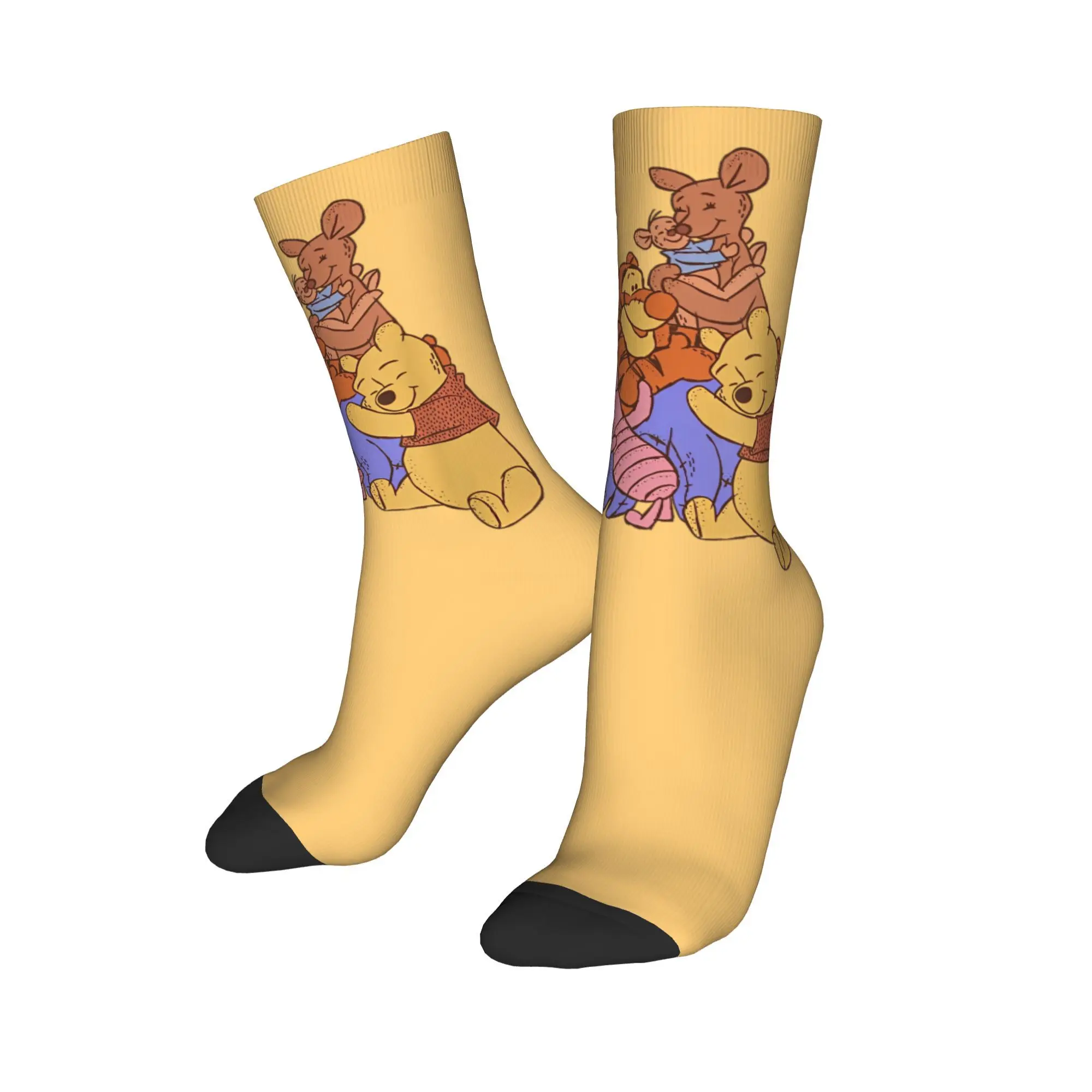 Winnie the Pooh Eeyore Piglet Tigger Kanga Roo Winter Warm Stockings Cool Women Men Socks Group Hug Breathable Soccer Socks