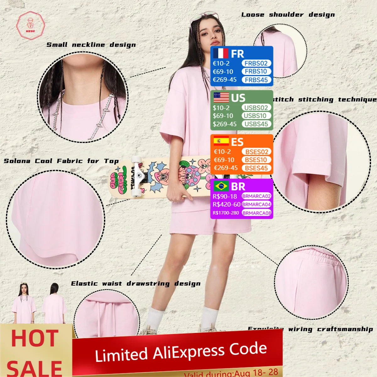 

UZSC Мужской комплект из двух предметов Spray Dye, легкая матовая футболка с короткими рукавами, шорты с эластичной резинкой на талии, модный костюм для пары, 10 цветов