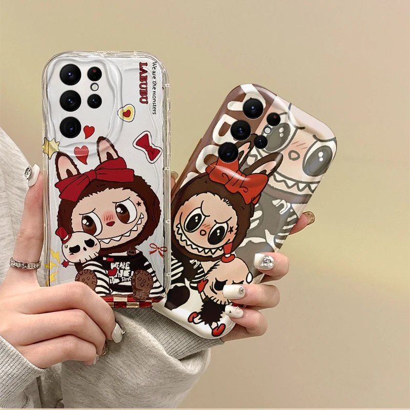 Lovely P-Pop Mart Labubu Cartoon Phone Case for Samsung Galaxy S25 S24 S23 S22 Ultra Plus S21 FE A73 A72 A55 A54 Dustproof Cover