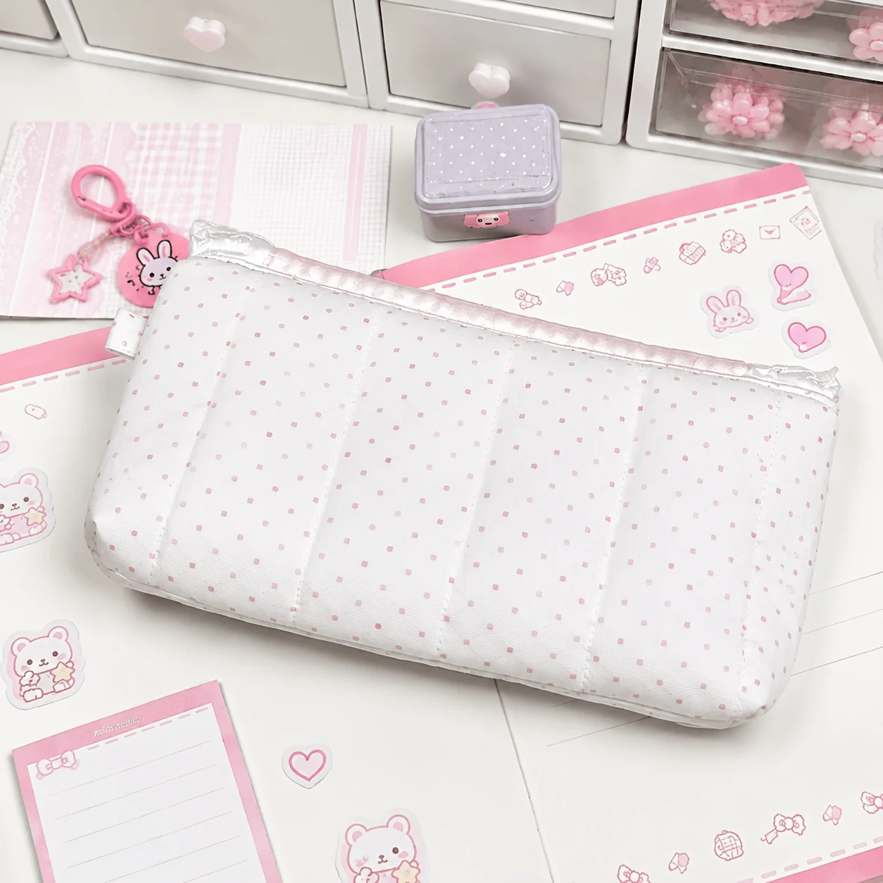 2/1 Piece Set of Pink Plaid Lace Storage Bags, Compact and Multi-Functional Organizer Bags, Perfect for Storing Coins, Cards, Notes, Pens, and Small Items Soft Fabric with Delicate Lace Trim, Perfect for School, Office