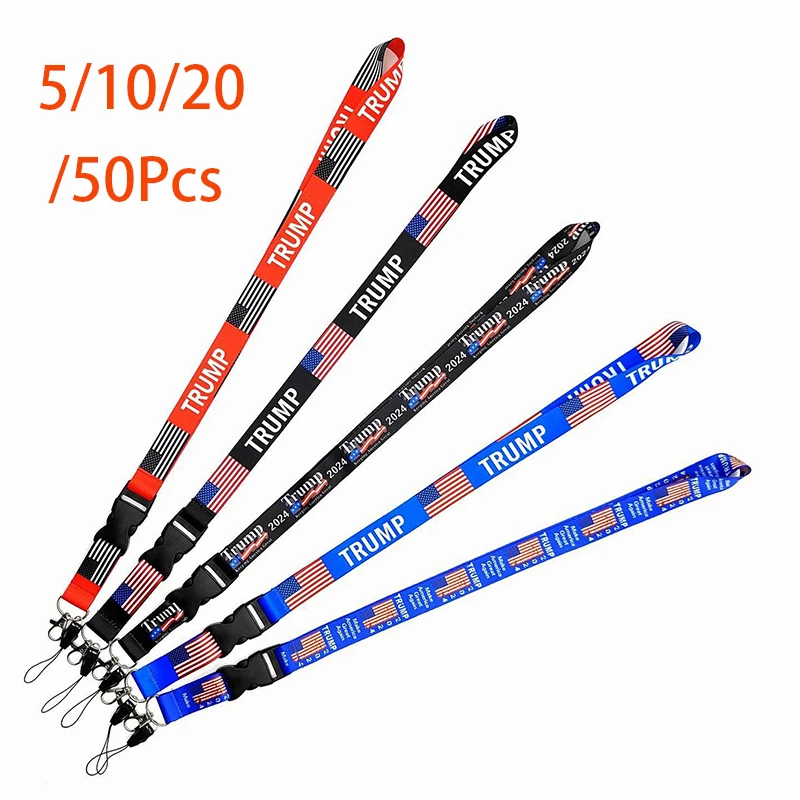 5/10/20/50Pcs TRUMP USA Souvenir Woven Lanyard Keychains Neck Strap Phone Lanyard