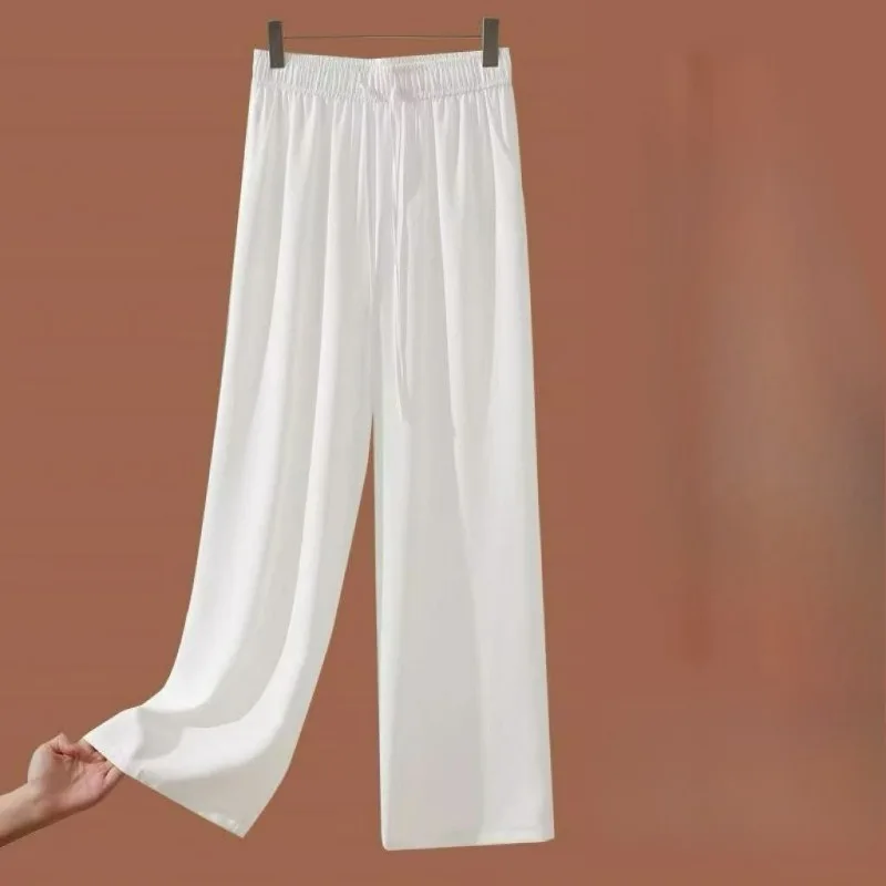 Thin Middle-aged Casual Narrow Wide-leg Pants Fashionable and Comfortable 2026 Women Summer New High-waisted Straight-leg Pants