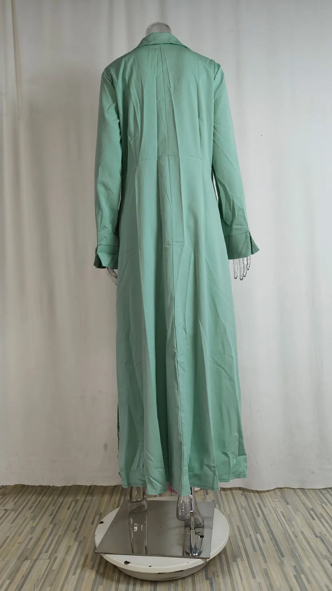 فستان نسائي لخريف 2025 موضة جديدة أنيقة بأكمام طويلة وقت الفراغ بلون سادة ورقبة على شكل V فساتين قميص للسيدات مثيرة #2