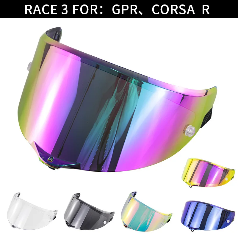 Visor helm sepeda motor RACE3 GPR, lensa helm sepeda motor Corsa R dapat dilepas