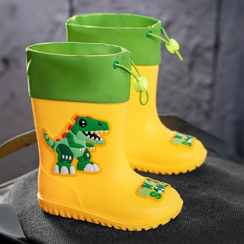 Nueva gran oferta de Botas de lluvia para niños de temporada, zapatos de lluvia impermeables antideslizantes desmontables con forro polar para bebés, zapatos de agua para niños f